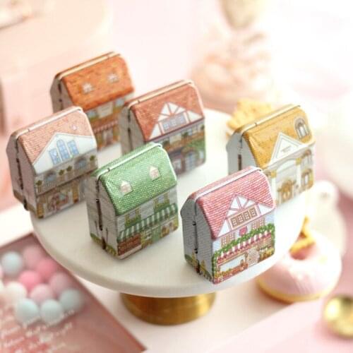 12pcs Wedding Candy Box Tinplate Creative House Packing Storage Boxes Kids Metal Gift Tin Box for Birthday Party Decoration