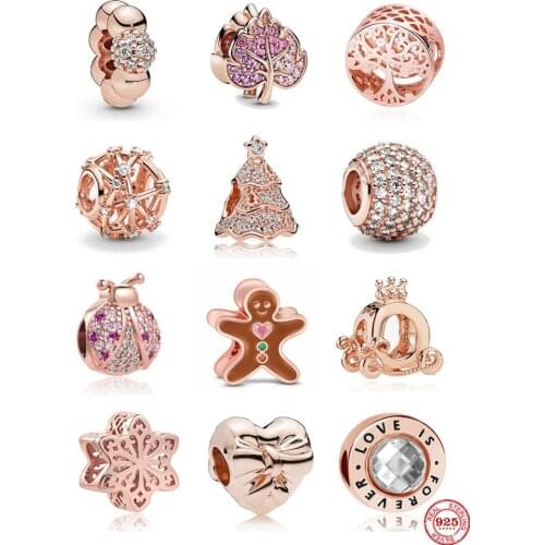 2020 New Rose Gold Safety Chain Dreamcatcher Snowflake Love You Diy Charm Fit Original Pandora Charms Silver 925 Bracelet C112