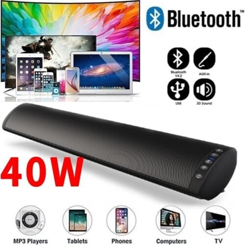 40W 20W Bluetooth Speaker 2021 New Wireless Bluetooth Soundbar Stereo Speaker Home Theater TV Sound Bar Subwoofer Music Player