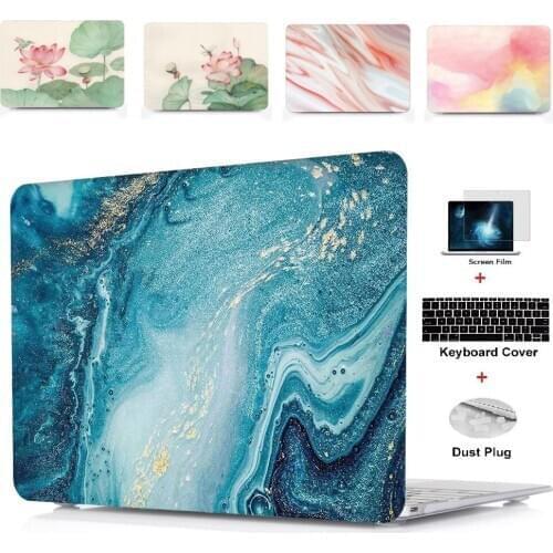 4in1 Marble pattern Laptop Shell Case Cover For Apple Macbook Air 11 13 Pro Retina Touch Bar 11 12 13 15 inchs A2159 A1932 A1990
