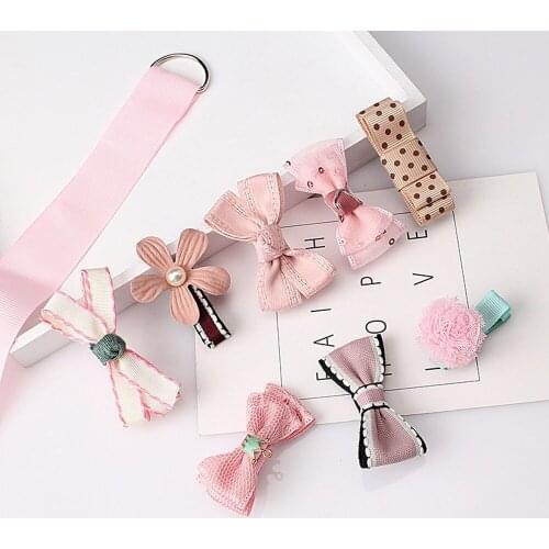 8Pcs/Set Baby Girls Hair Clips Kids Flower Bowknot Hairpin Hairband Headwear New