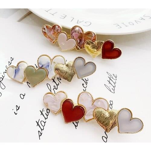 Boutique 12pcs Fashion Glitter Assorted Color Heart Shape Hairpins Cartoon Barrettes Princess Headwear Girls Hair Accessories