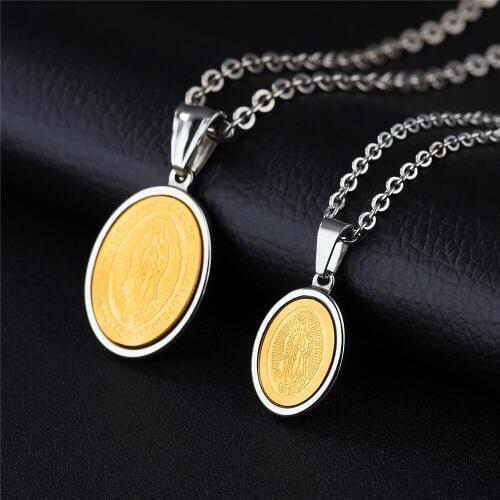 Trendy Stainless Steel Stripe Gold Color Circles Shape Pendant Necklace Couple Anniversary Necklaces Jewelry Gift for Women Men