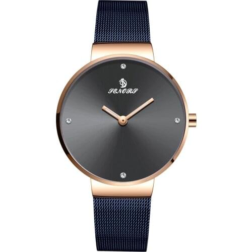 Senors036 Fashion womens Watches Top Brand Luxury Quartz Watch Casual Slim Mesh Steel Waterproof Sport Watch