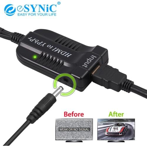 ESYNiC HDMI-Compatible To 1080P Component Video YPbPr Male 5RCA RGB Converter Adapter With R/L Audio Output For Xbox Laptop
