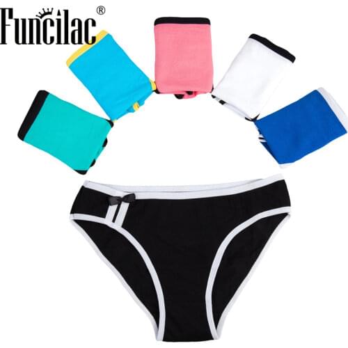 FUNCILAC Solid Underwear Women Cotton Seamless Panties Sexy Low-Rise Lingeries Thongs Briefs Intimates Female 5 Pieces/Lot