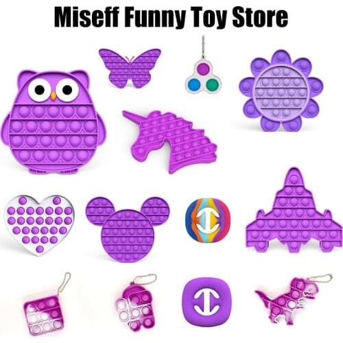 Violet Kawaii Kids Stress Relief Squishy Push Bubble Sensory Fidget Toys Rainbow Antistress Fidget Toy Autisim for Children