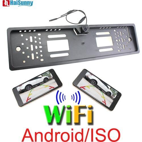 New Wifi Backup Reverse Rear View Camera Night Vision With European Russia License Plate Frame Wireless For Android IOS/IPAD