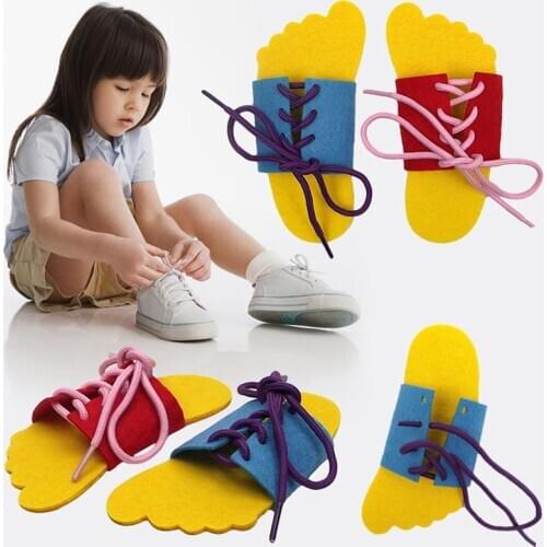 Creative Felt Crafts Teaching Supplies DIY Handwork Teach Kindergarten Toys Props Practice Lacing up Shoelaces For Kids J0S7