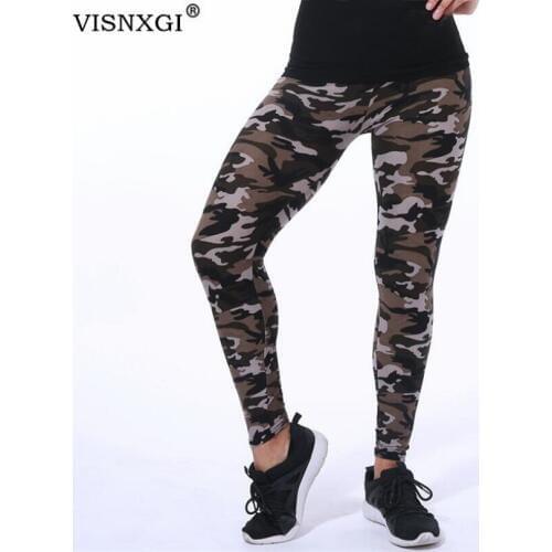 VISNXGI Casual Workout Push Up Leggings Fashion Camouflage Printing Elasticity Legging Fitness Printing Casual Legging For Women