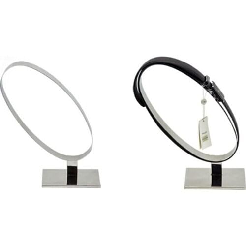 Metal silvery stainless steel mirror belt holder belt support holder stand man belt display showing rack belt holder rack