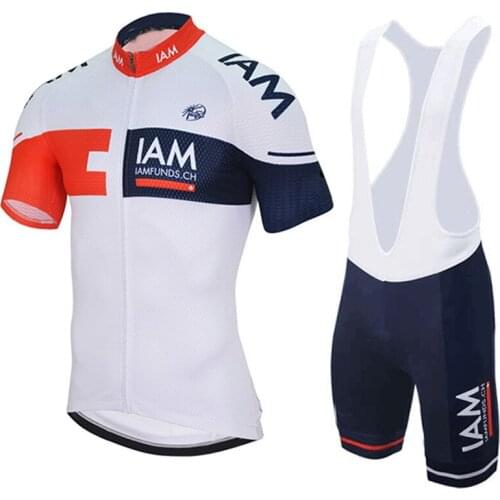 2016 IAM TEAM White Mens Cycling Jersey Short Sleeve Bicycle Clothing With Bib Shorts Quick-Dry Ropa Ciclismo