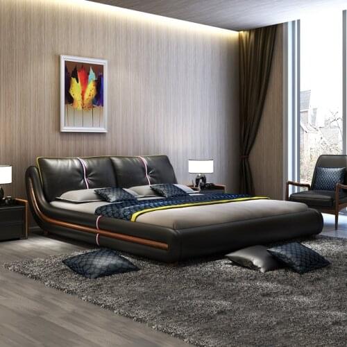 RAMA DYMASTY genuine leather soft bed modern design bed bett, cama fashion king/queen size bedroom furniture