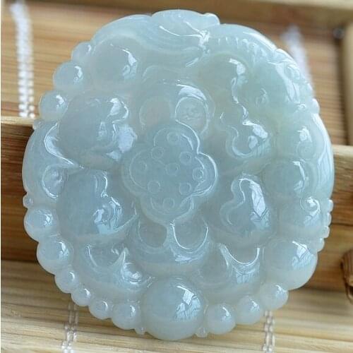 Hetian jade emerald lotus pendant jade warmJ01
