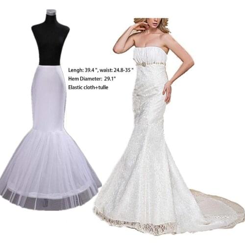 One Hoop Nylon Mermaid Trumpet Underskirt Gown Half Slip Stretchy Bridal Party Wedding Petticoat