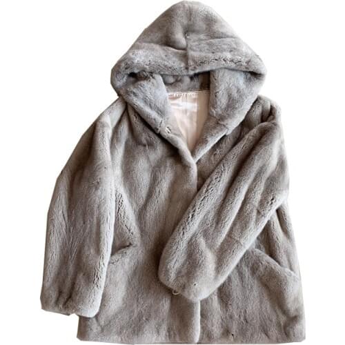 2020 new imported purple standard velvet mink fur female short profile hooded mink coat female whole mink winter