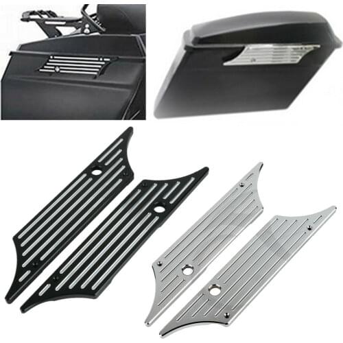 Motorcycle Saddlebag Latch Covers Face For Harley Touring Road King Street Glide 1993-2013 chrome black