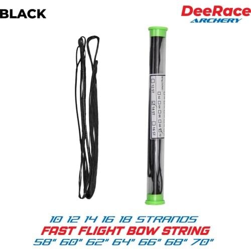 10 12 14 16 Strands Black Fast Flight Bow String BCY Material for Archery Recurve Bow 58"62"66"68"70" Inches