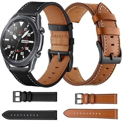 Genuine Leather Band For Samsung Galaxy Watch 3 45mm 41mm Official Leather Watch Strap For Galaxy Watch 45mm 41mm Classic Buckle
