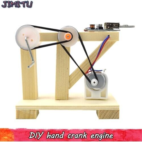 Hand Generator Model Kits Toys DIY Wooden Manual Dynamo Science Experiment Assembly Models Toy for Children Creative Educational