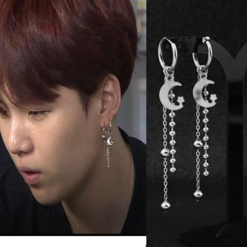 Kpop Bangtan Boys Same Style Earrings Men and Women Stainless Steel Non-pierced Ear Clips Star Jewelry Popular Street Decoration