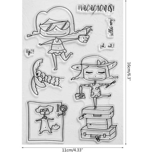 Travel Girl Silicone Clear Seal Stamp DIY Scrapbooking Embossing Photo Album Decorative Paper Card Craft Art Handmade Gift