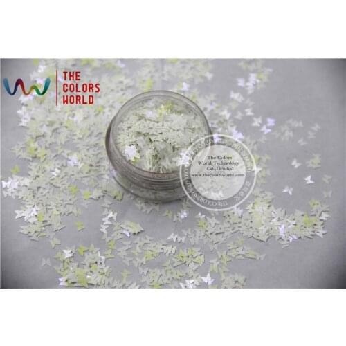 TCI14 Pearlescent Rainbow White Colors Butterfly shape3.0MM Size Glitter for nail Art nail gel makeup or DIY decoration
