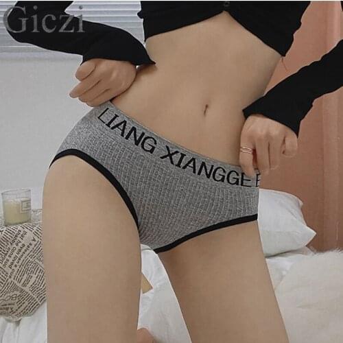 Giczi Fashion Letters Womens Panties High Elastic Sports Breathable Underwear Female Breifs Cozy Lingerie Girls Underpants Sale