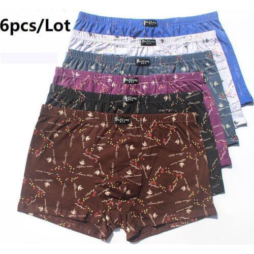 6pcs/Lot 100% Cotton Loose Boxers Four Shorts Underpants MenS Boxers Shorts Breathable Underwear printing Comfortable cotton