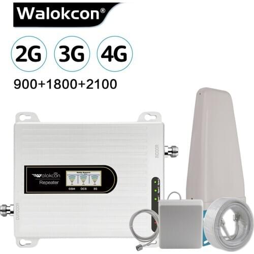 Walokcon Cellular Booster 2g 3g 4g Signal Repeater GSM DCS/LTE WCDMA 10dBi Gain Antenna For 900/1800/2100 MHz Amplifier Antenna