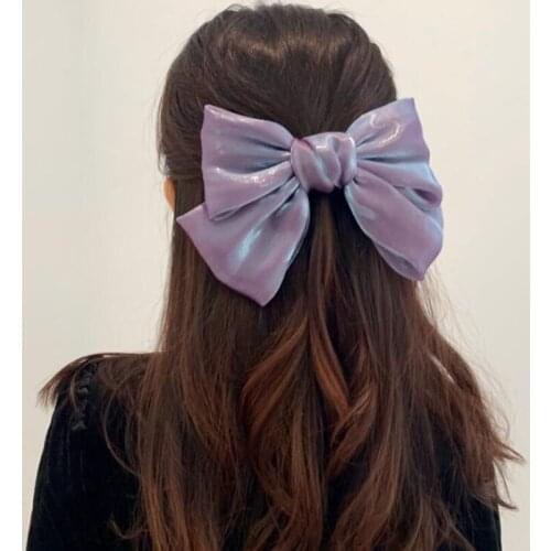 Fashion Ribbon Hairgrips Big Large Bow Hairpin For Women Girls Satin Trendy Ladies Hair ClipSweet Cute Barrette Hair Accessories