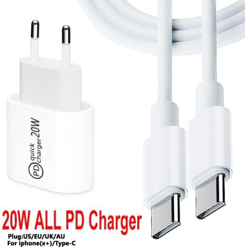 PD 20W USB-C Charger for iPhone 12 Pro Max Mini Adapter Fast Charging for iPhone 12 11 Pro XR XS Max AU EU US UK Plug
