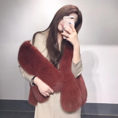 Winter Real Fox Vest Vintage Fur Coat Women Thick Warm Sleeveless Jacket Elegant Slim Outwear Manteau Femme Hiver ZL651