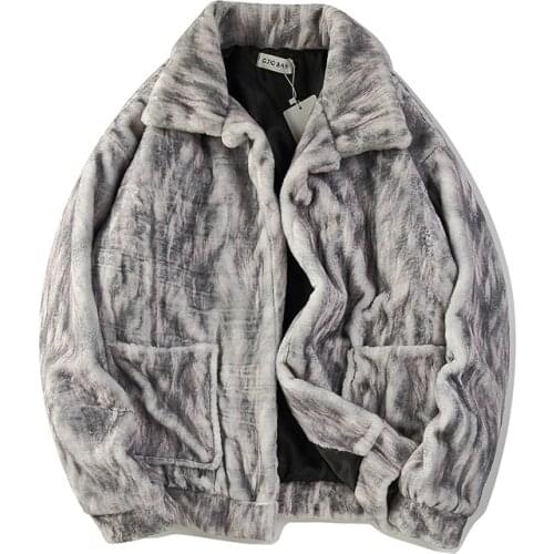 Winter Jacket Men Warm Thick Fashion High Street Artificial Fur Jacket