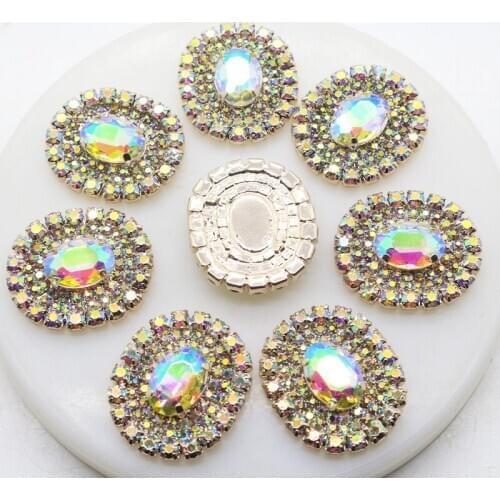 ZMASEY NEW 5Pcs/Lot 25*30mm Oval Metal Buttons Gold Diy Sewing Button Accessory Ribbon Handwork Decorative