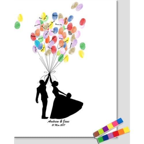 1pcs Personalized Custom ride And Groom Wedding Guestbook Fingerprint Sign Names and date Engagement Party & Wedding Decoration