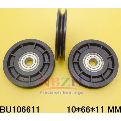 10*66*11 Elevator Pulley Elevator door hanging round parts U / V grooves Plastic nylon rope pulley BU106611