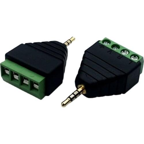 10pcs 2.5mm 4Pin AUX Audio Male Stereo Sound Track plug Solderless Connector DIY Screw Lock Cable Adapter for audio or video