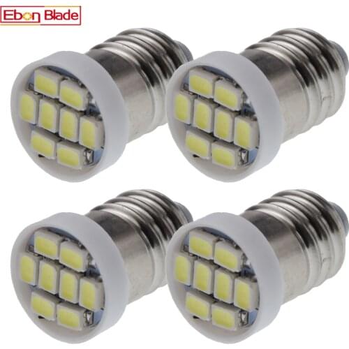 4Pcs Lampshade E10 Screw LED Bulb 12 Volt 12V 8SMD Lamp 1210 Warm/White Mes Plug Indicator Light Source Accessories 6000K 4300K