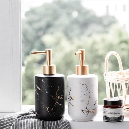 400ml Soap Dispenser Hair Conditioner Hand Sanitizer Shampoo Bottles Bathroom Ceramic Marble Pattern Empty Refill Sub-bottle