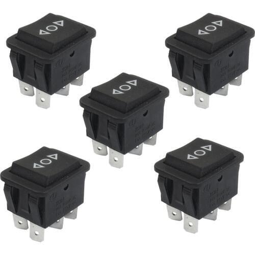 5 Pc New Mini 6 Pin DPDT Black Button On/Off/On Rocker Switch AC 250V/10A 125V