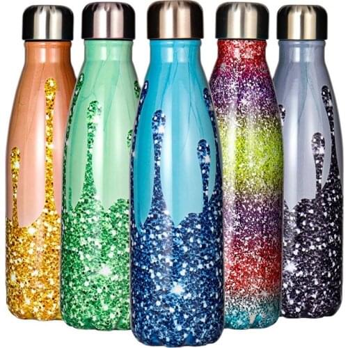 500ml wine bottle vacuum cola bottle water coating colorful cola cup 304 stainless steel double insulation glass wine glass gift