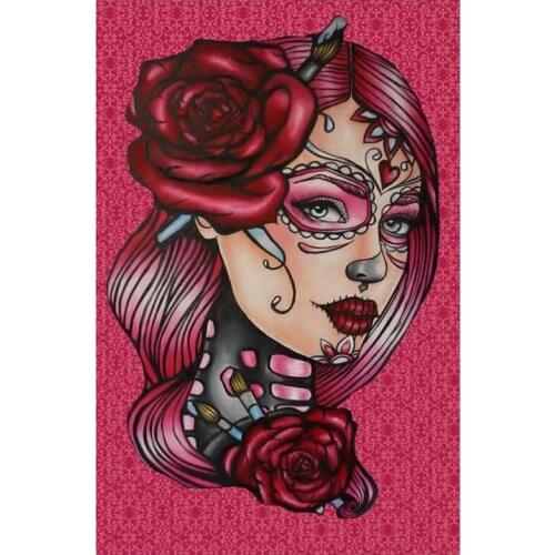 Day of the dead DIY Diamond Painting "pink up skull " Full Diamond Embroidery Cross Stitch Rhinestone Mosaic Painting