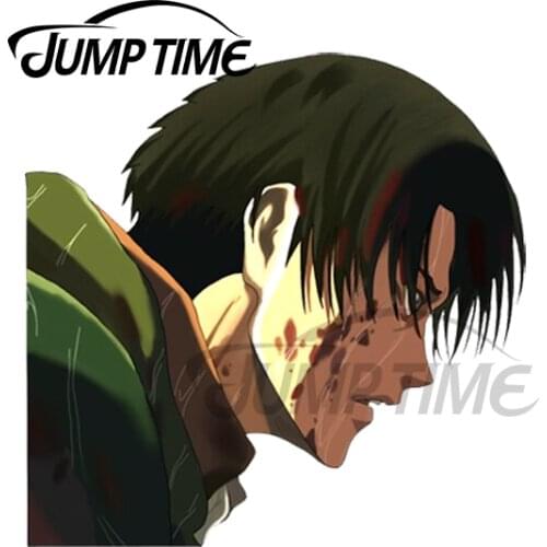 JumpTime 13 x9cm For Levi Peeker Attack on Titan Car Stickers and Decals Occlusion Scratch Vinyl Waterproof Bumper Windows Decor
