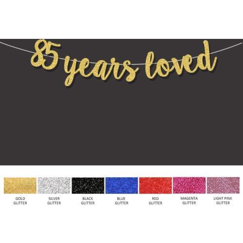 85 years loved banner 85th happy birthday decoration for gold glitter sign wedding anniversary party decor