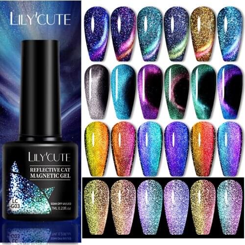 LILYCUTE 5ml Luminous Nail Gel Polish Auroras Cat Magnetic Gel Glow In The Dark 3D Magnetic Glitter Soak Off Nail Gel Varnish