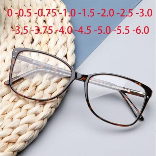 Diopter 0 -0.5 -0.75 -1.0 -1.5 -2.0 -3.0 To -6.0 Myopia Glasses Anti Blue Light Big Cat Eye Frame Prescription Eyewear