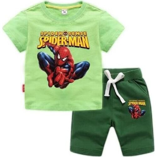 Disney Avengers Marvel Spiderman Boys Clothes Set Summer Kids T shirt + Pants Casual Sport Suits Children’s Clothes Outfits