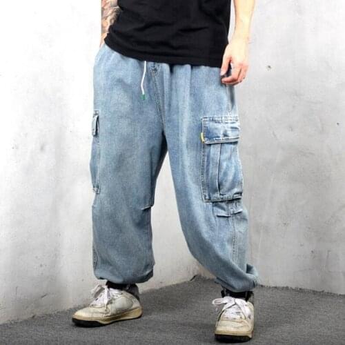 Hiphop Denim Pants Trousers Man Clothing Loose Baggy Harem Jeans Men Casual Cargo Pants Wide Leg Big Pocket