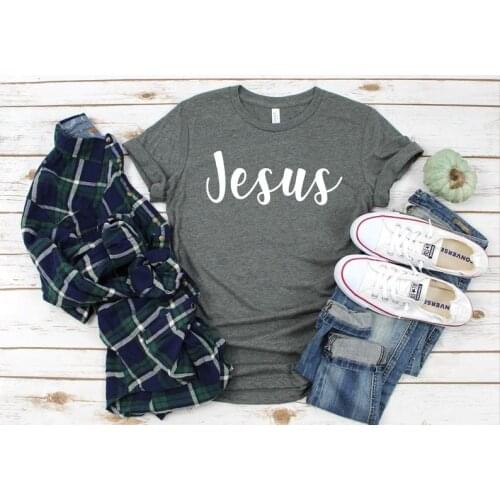 Jesus Religious Family Shirts Christian Cotton Streetwear Female Clothes Funny Letter print Graphic O neck Ladies Drop shipping